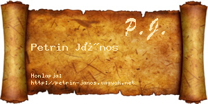 Petrin János névjegykártya